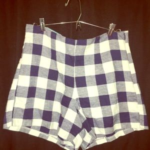 Navy blue high rise checkered shorts